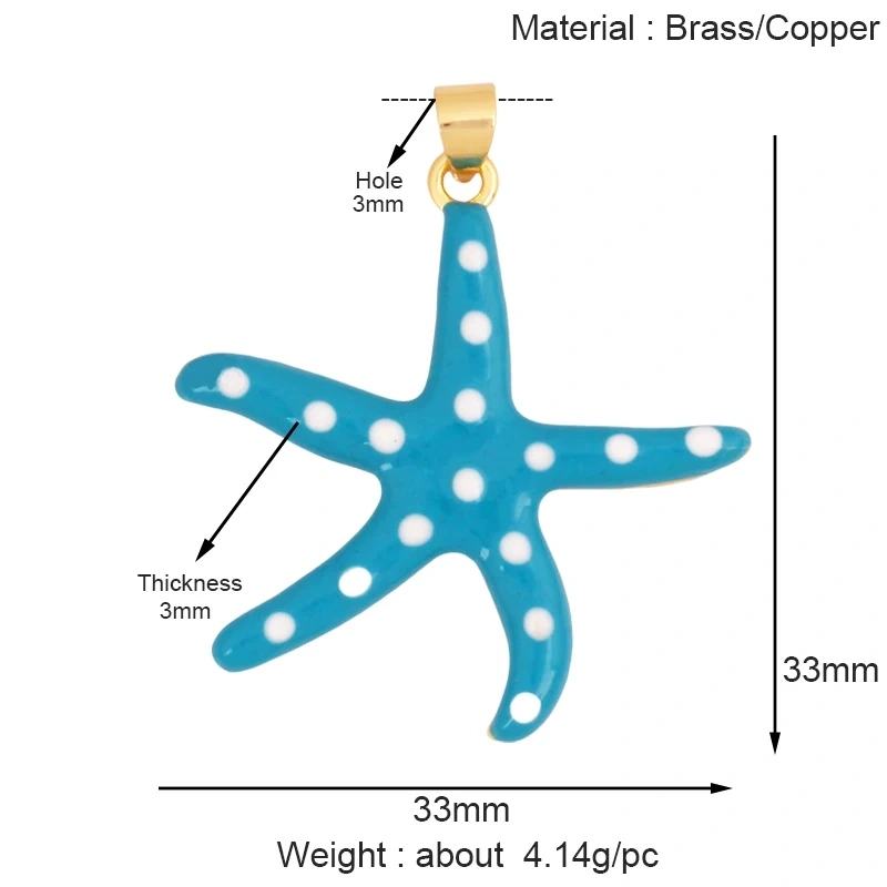 Trendy Colorful Ocean Starfish Charm Necklace Pendant Oil Dropped,Multicolor Enamel Summer Beach Holiday Jewelry Supplies K89