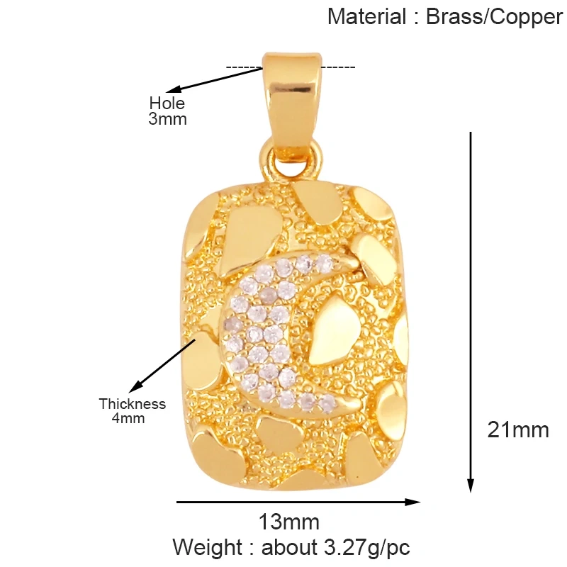 Fashion Love Heart Round Rectangle Geometry Charm Pendant,18K Gold Plated Necklace Bracelet Jewelry Findings Daily Supplies K67