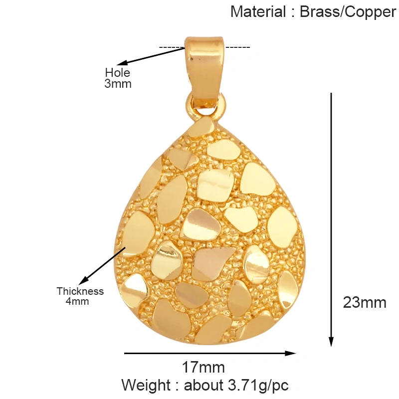 Fashion Love Heart Round Rectangle Geometry Charm Pendant,18K Gold Plated Necklace Bracelet Jewelry Findings Daily Supplies K67