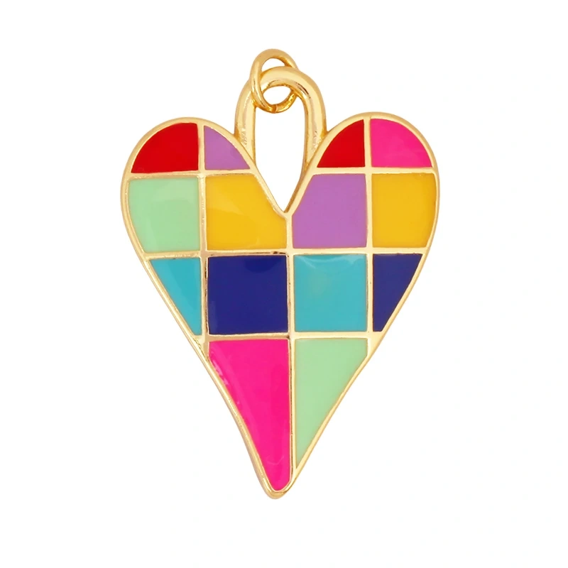 Colourful Fashion Heart Shape Charm Pendant,Classics Love Heart Cubic Zirconia Real 18K Gold Plated Craft Jewelry Supplies K96