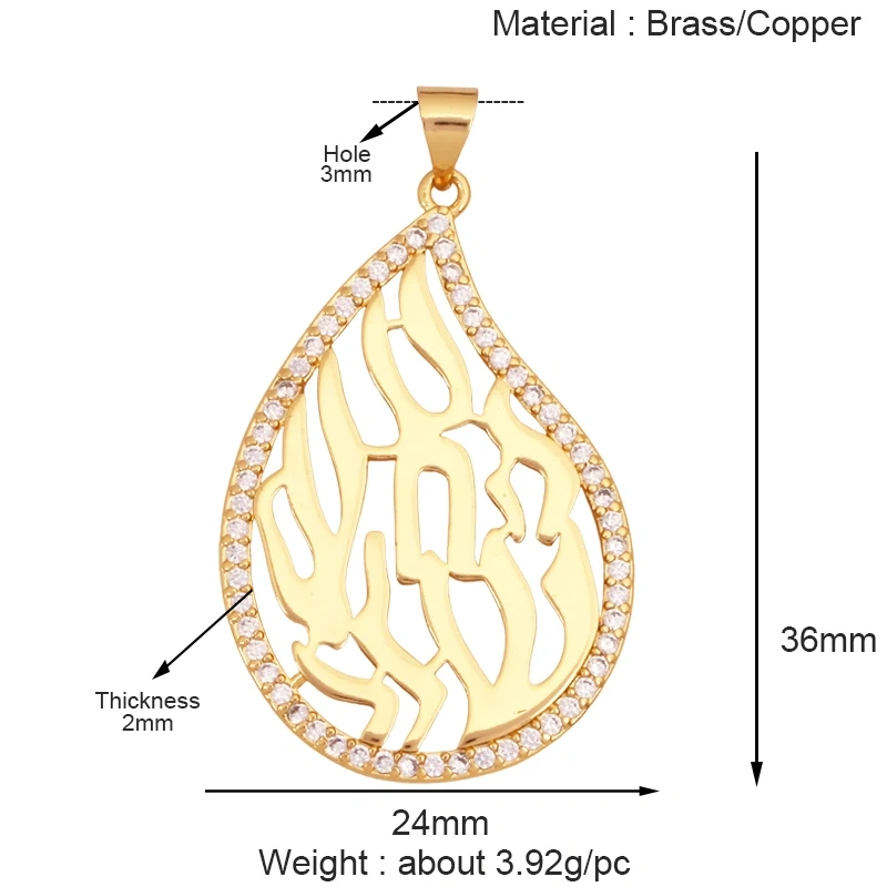 Luxury Classics Colourful Heart Shape Charm Pendant,Creative Love Heart Cubic Zirconia Real 18K Gold Plated Jewelry Supplies K92