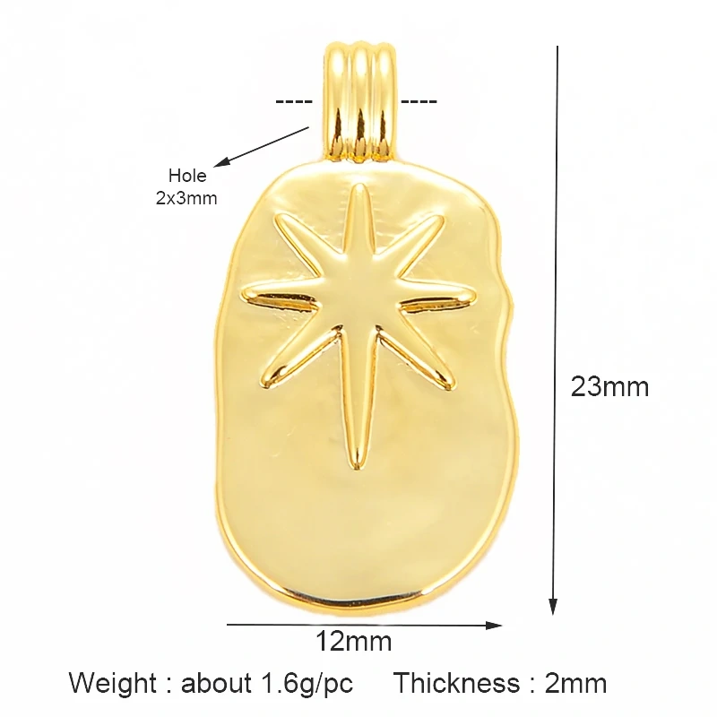 Trendy Coin Round Moon Sun Star Mini Charm Pendant,Real 18K Gold Plated,Jewelry Components Findings Accessories Supplies K93