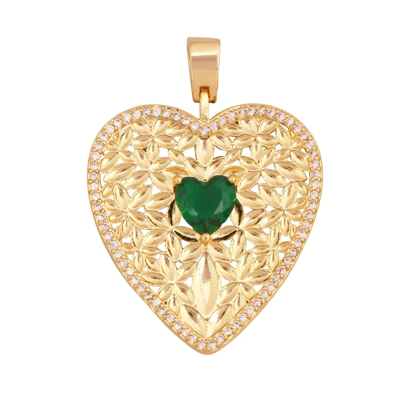 Colourful Fashion Heart Shape Charm Pendant,Classics Love Heart Cubic Zirconia Real 18K Gold Plated Craft Jewelry Supplies K96
