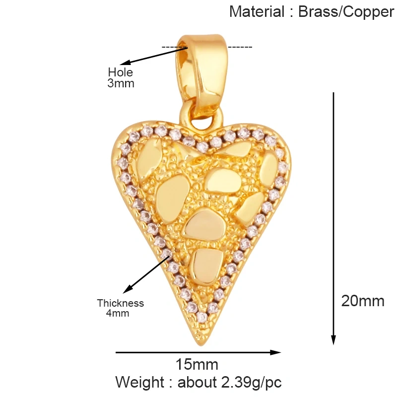 Fashion Love Heart Round Rectangle Geometry Charm Pendant,18K Gold Plated Necklace Bracelet Jewelry Findings Daily Supplies K67