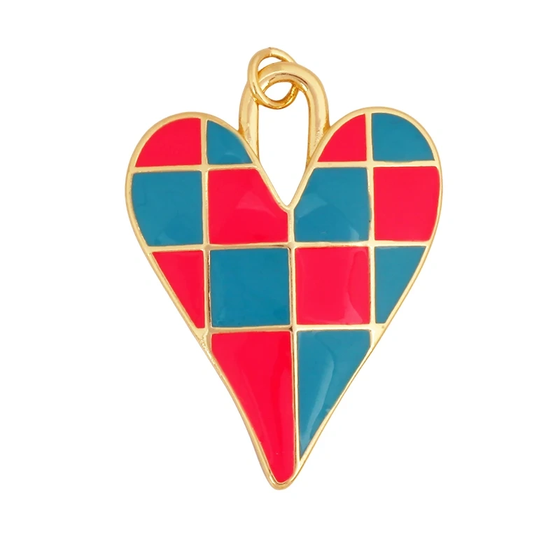 Colourful Fashion Heart Shape Charm Pendant,Classics Love Heart Cubic Zirconia Real 18K Gold Plated Craft Jewelry Supplies K96