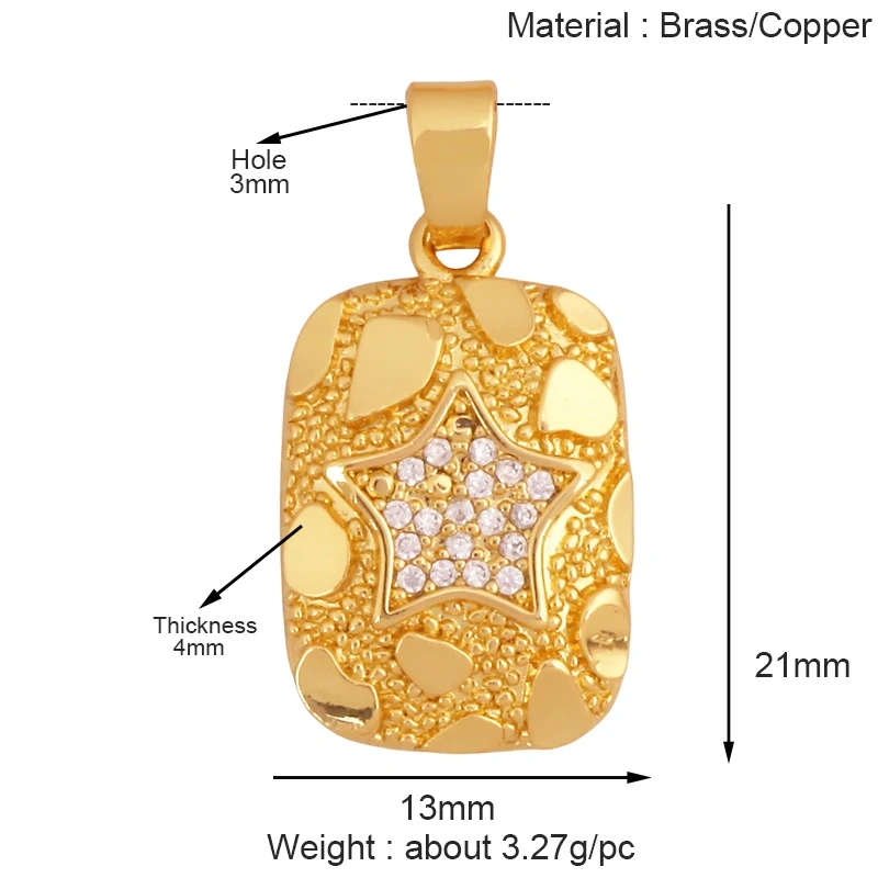 Fashion Love Heart Round Rectangle Geometry Charm Pendant,18K Gold Plated Necklace Bracelet Jewelry Findings Daily Supplies K67