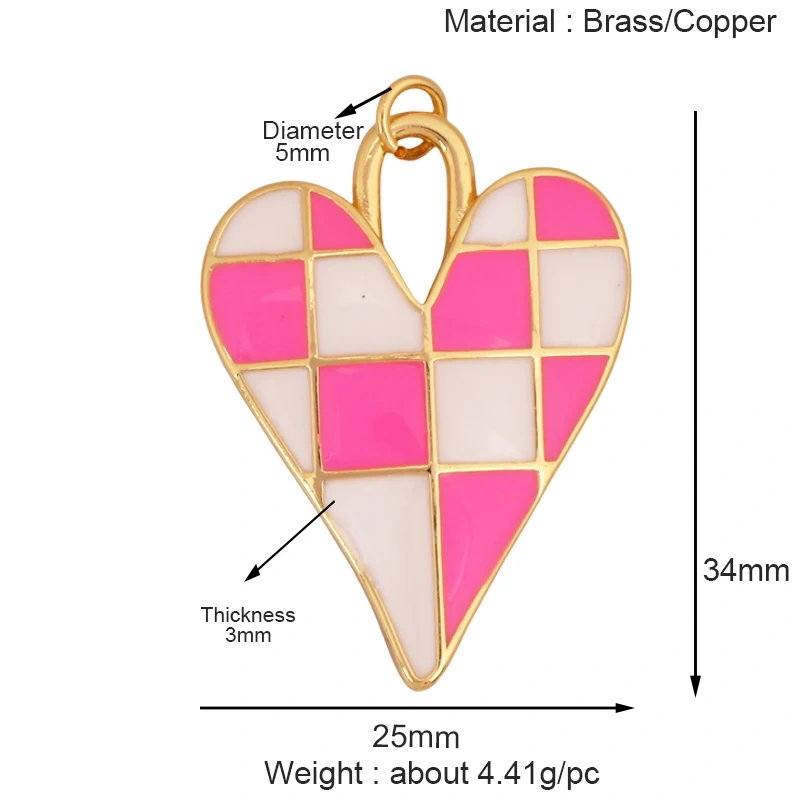Colourful Fashion Heart Shape Charm Pendant,Classics Love Heart Cubic Zirconia Real 18K Gold Plated Craft Jewelry Supplies K96