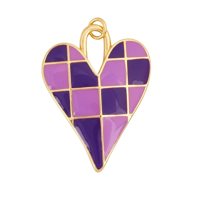 Colourful Fashion Heart Shape Charm Pendant,Classics Love Heart Cubic Zirconia Real 18K Gold Plated Craft Jewelry Supplies K96