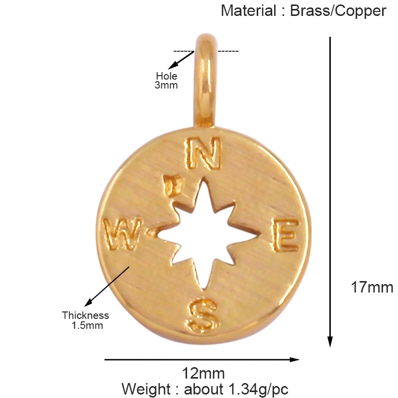 Trendy Coin Round Moon Sun Star Mini Charm Pendant,Real 18K Gold Plated,Jewelry Components Findings Accessories Supplies K93