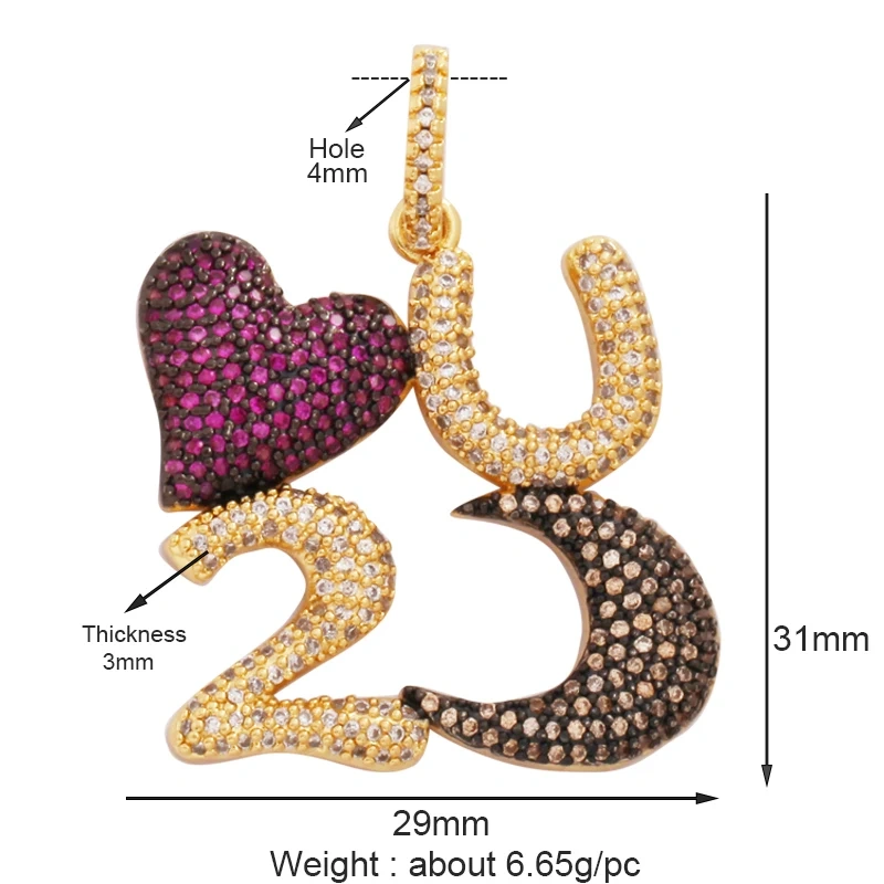 Colour Rainbow Love Heart Wing Shell Pearl Zircon Charm Pendant,18K Gold Plated Jewelry Findings Necklace Accessories Supply L49