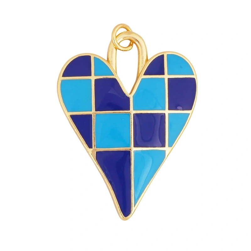 Colourful Fashion Heart Shape Charm Pendant,Classics Love Heart Cubic Zirconia Real 18K Gold Plated Craft Jewelry Supplies K96