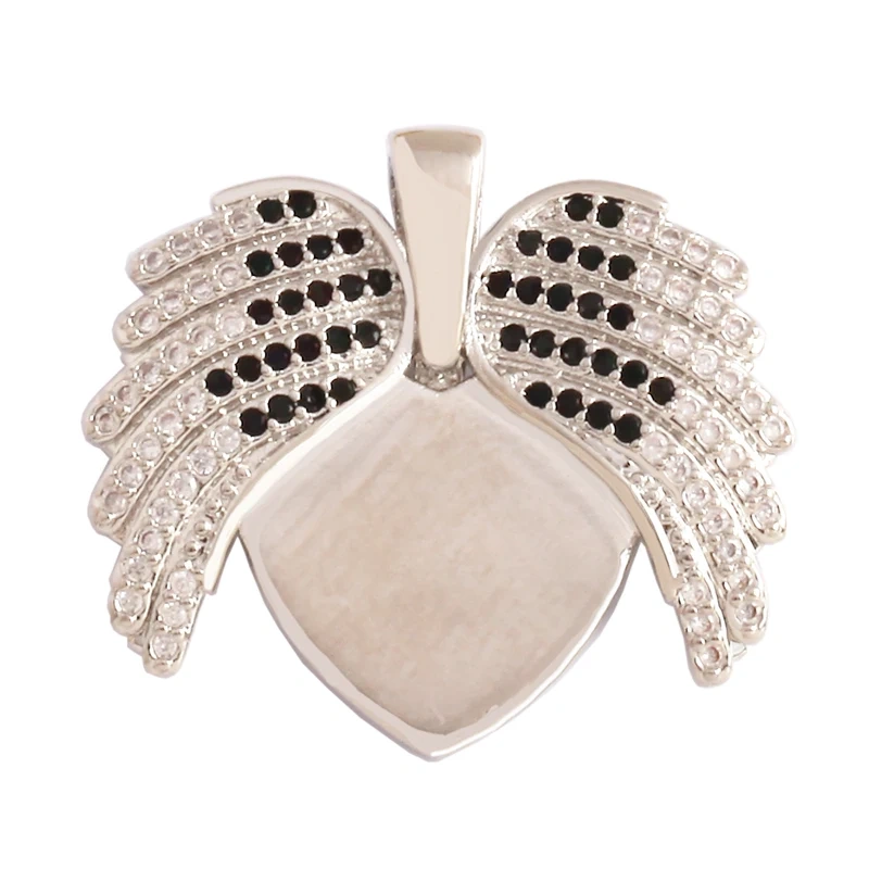 Colour Rainbow Love Heart Wing Shell Pearl Zircon Charm Pendant,18K Gold Plated Jewelry Findings Necklace Accessories Supply L49