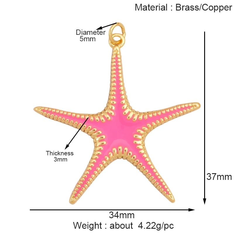 Trendy Colorful Ocean Starfish Charm Necklace Pendant Oil Dropped,Multicolor Enamel Summer Beach Holiday Jewelry Supplies K89