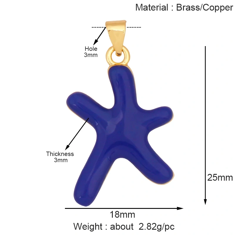 Trendy Colorful Ocean Starfish Charm Necklace Pendant Oil Dropped,Multicolor Enamel Summer Beach Holiday Jewelry Supplies K89
