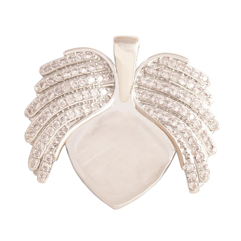 Colour Rainbow Love Heart Wing Shell Pearl Zircon Charm Pendant,18K Gold Plated Jewelry Findings Necklace Accessories Supply L49