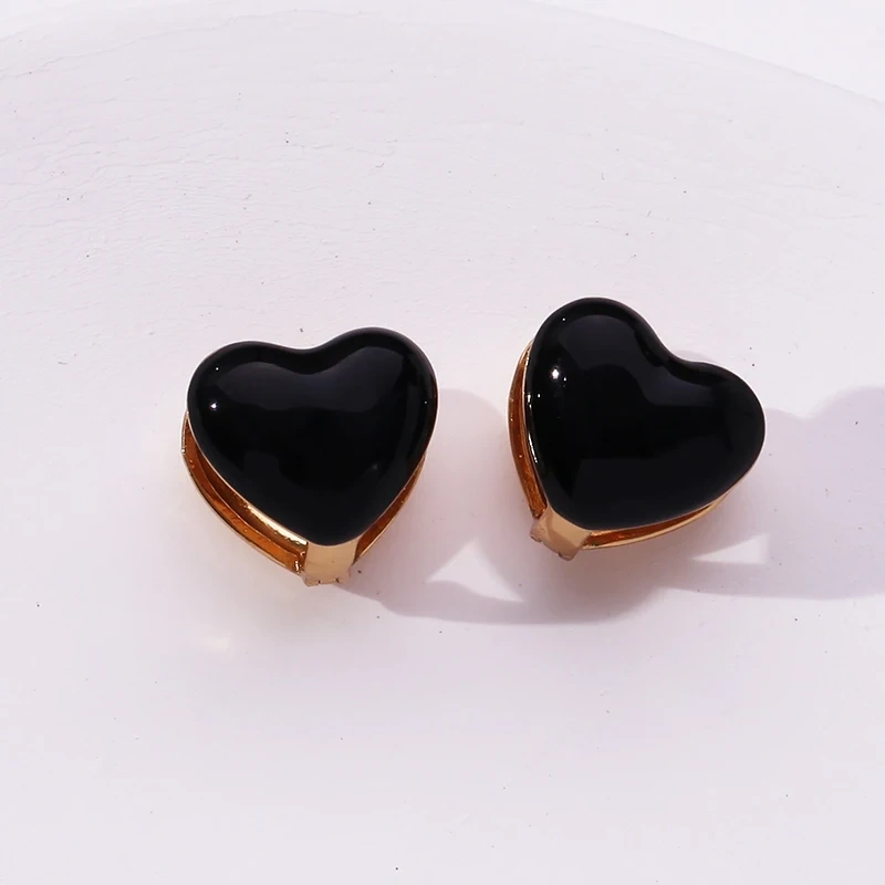 Cute Heart Earrings Red Blue Black White Enamel 18K Gold Plated,Not Easy to Tarnish,Women Girl Her Spring Jewelry Jewelry P15