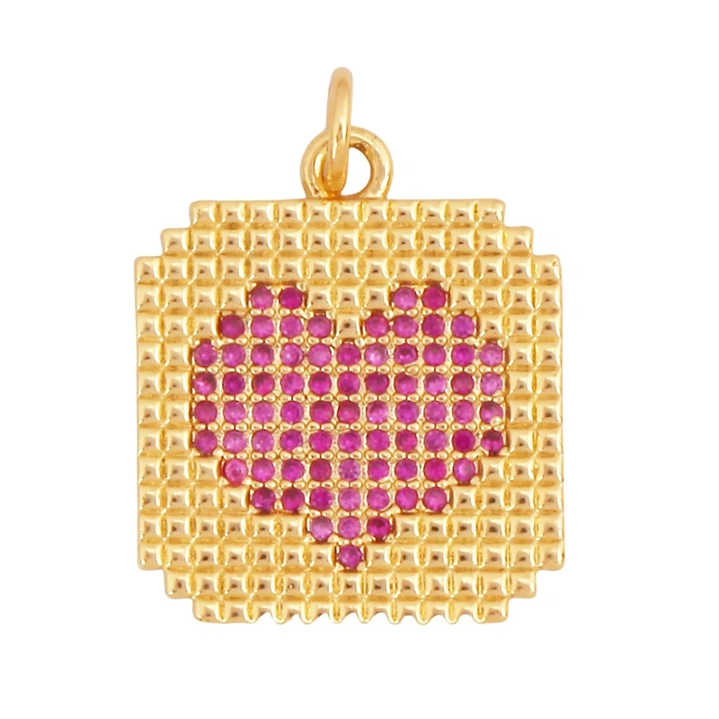 Colourful Fashion Heart Shape Charm Pendant,Classics Love Heart Cubic Zirconia Real 18K Gold Plated Craft Jewelry Supplies K96