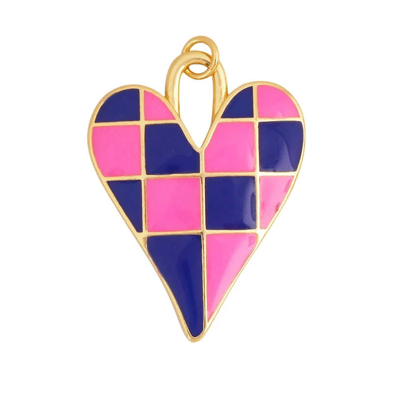Colourful Fashion Heart Shape Charm Pendant,Classics Love Heart Cubic Zirconia Real 18K Gold Plated Craft Jewelry Supplies K96
