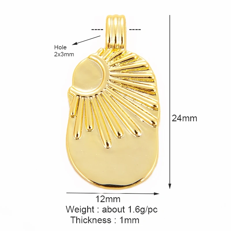 Trendy Coin Round Moon Sun Star Mini Charm Pendant,Real 18K Gold Plated,Jewelry Components Findings Accessories Supplies K93