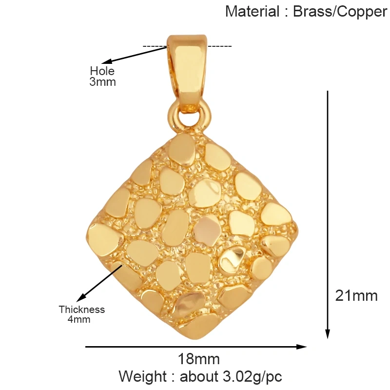 Fashion Love Heart Round Rectangle Geometry Charm Pendant,18K Gold Plated Necklace Bracelet Jewelry Findings Daily Supplies K67