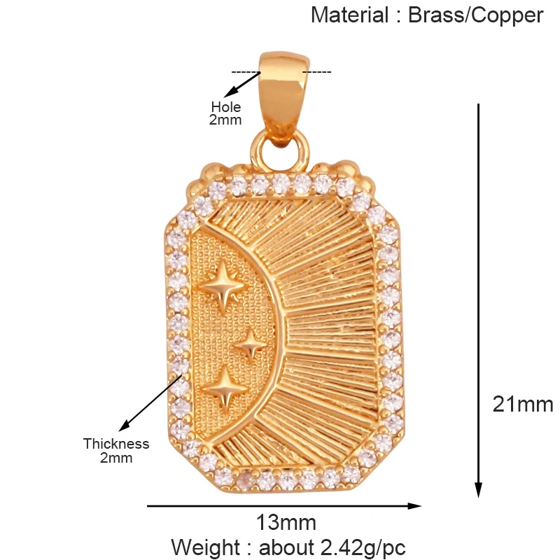 Trendy Coin Round Moon Sun Star Mini Charm Pendant,Real 18K Gold Plated,Jewelry Components Findings Accessories Supplies K93