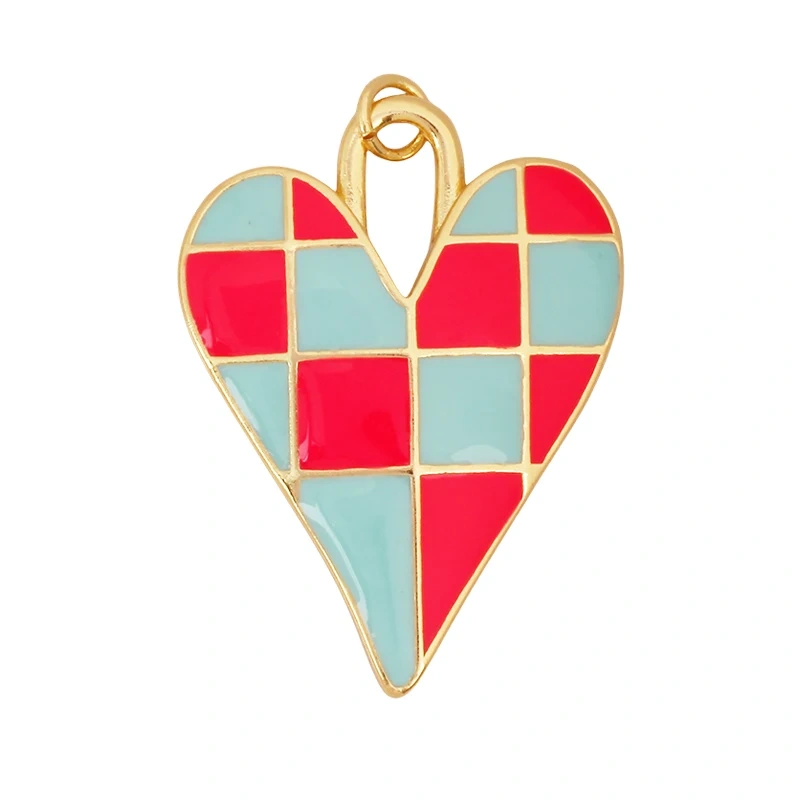 Colourful Fashion Heart Shape Charm Pendant,Classics Love Heart Cubic Zirconia Real 18K Gold Plated Craft Jewelry Supplies K96