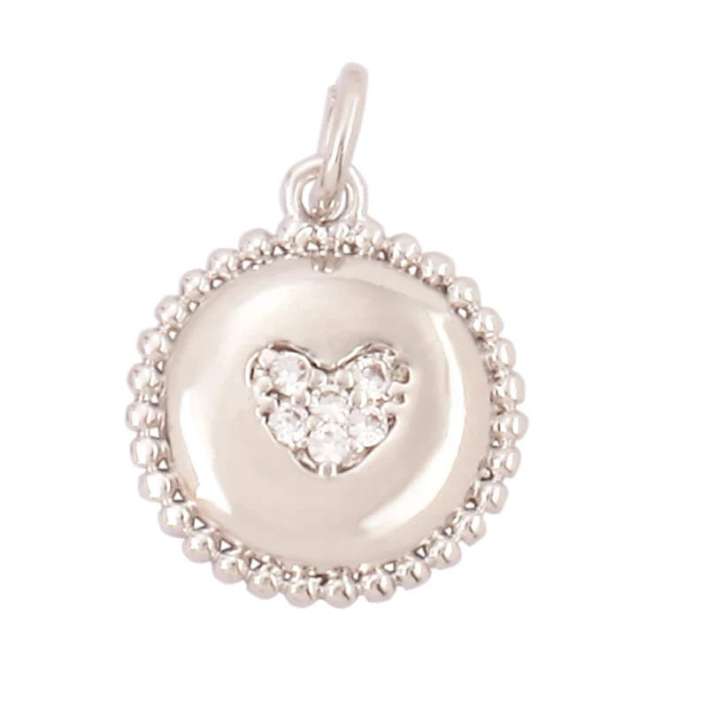 Colour Rainbow Love Heart Wing Shell Pearl Zircon Charm Pendant,18K Gold Plated Jewelry Findings Necklace Accessories Supply L49