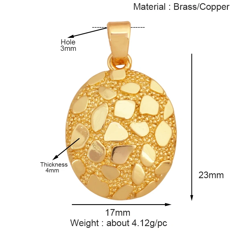 Fashion Love Heart Round Rectangle Geometry Charm Pendant,18K Gold Plated Necklace Bracelet Jewelry Findings Daily Supplies K67