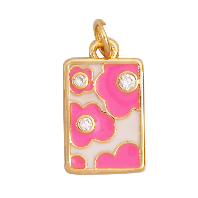 Sweet Rainbow Sun Rose Flower Maple Leaf Coconut Life Tree Charm Pendant,18k Gold Zircon Jewelry Findings Necklace Supplies M68