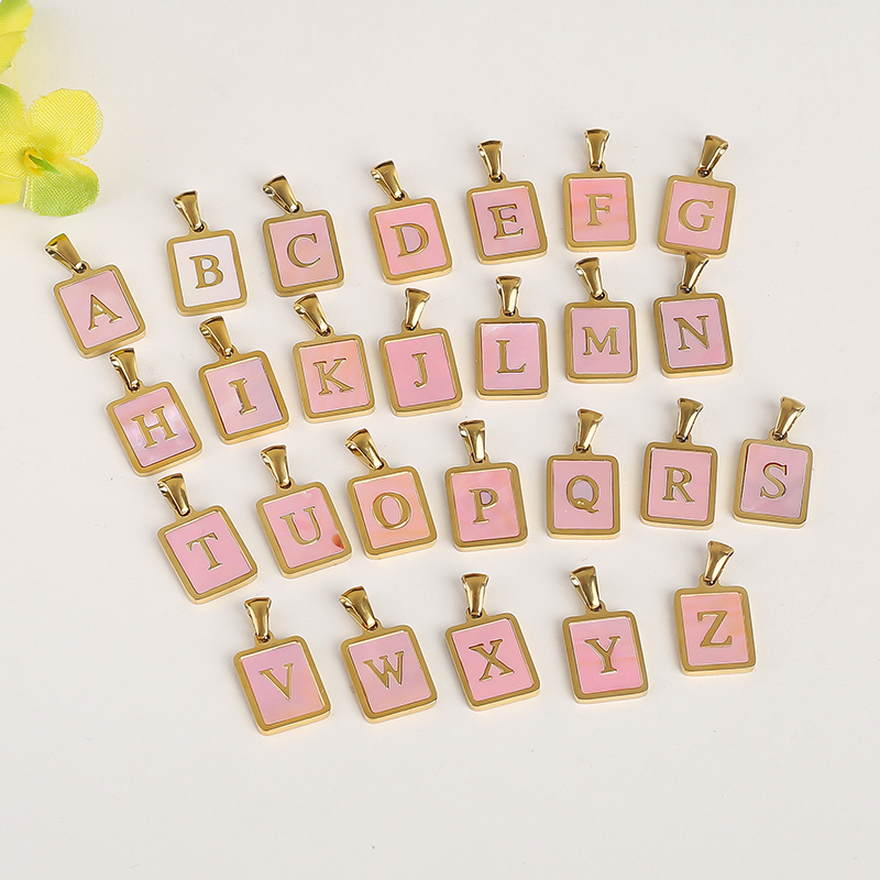 316 Stainless Steel Initial Letter Alphabet Name Charm Pendant,Pink White DIY Handmade Jewlery Findings Accessories Supply K76