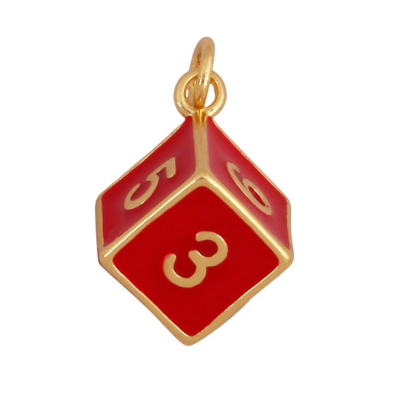Trendy Colourful Enamel Love Heart Dice Charm Pendant,18K Gold Plated Necklace Bracelet for Jewelry Findings Daily Supplies K34