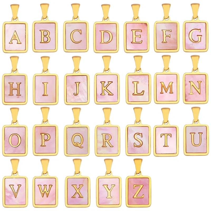 316 Stainless Steel Initial Letter Alphabet Name Charm Pendant,Pink White DIY Handmade Jewlery Findings Accessories Supply K76