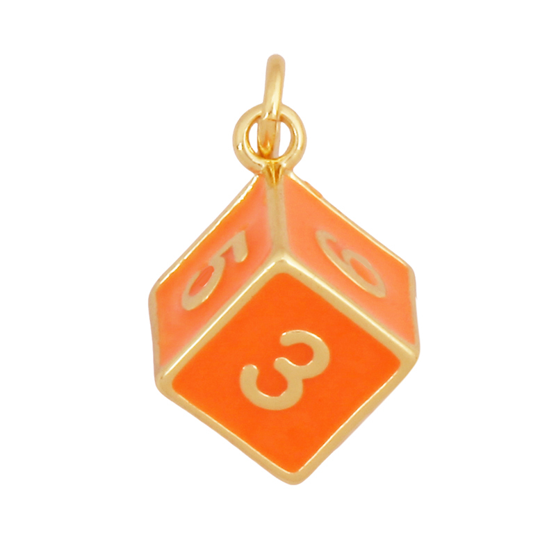 Trendy Colourful Enamel Love Heart Dice Charm Pendant,18K Gold Plated Necklace Bracelet for Jewelry Findings Daily Supplies K34