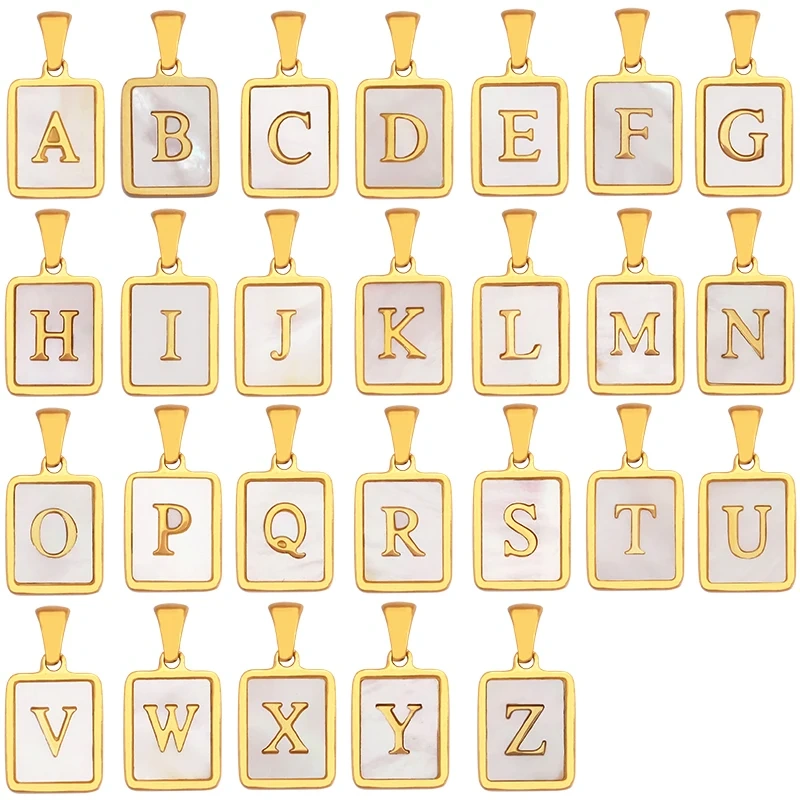 316 Stainless Steel Initial Letter Alphabet Name Charm Pendant,Pink White DIY Handmade Jewlery Findings Accessories Supply K76