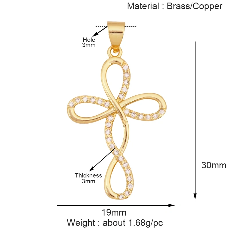 Sweet Rainbow Sun Rose Flower Four Leaf Clover Charm Pendant,Real 18k Gold Shell Zircon Jewelry Findings Necklace Supplies K98