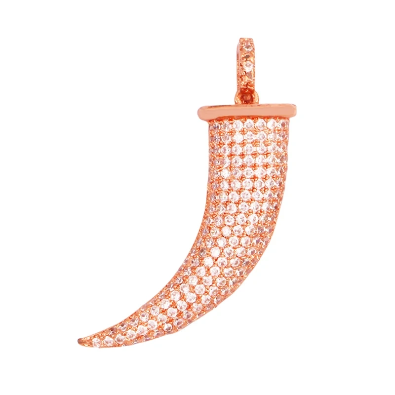 Unique Real 18k Gold Plated Tusk Bull OX Horn Moon Charm Pendant,Trendy Crescent Jewelry Necklace DIY Accessories Supplies K71