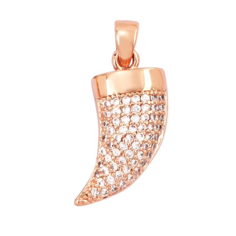 Unique Real 18k Gold Plated Tusk Bull OX Horn Moon Charm Pendant,Trendy Crescent Jewelry Necklace DIY Accessories Supplies K71