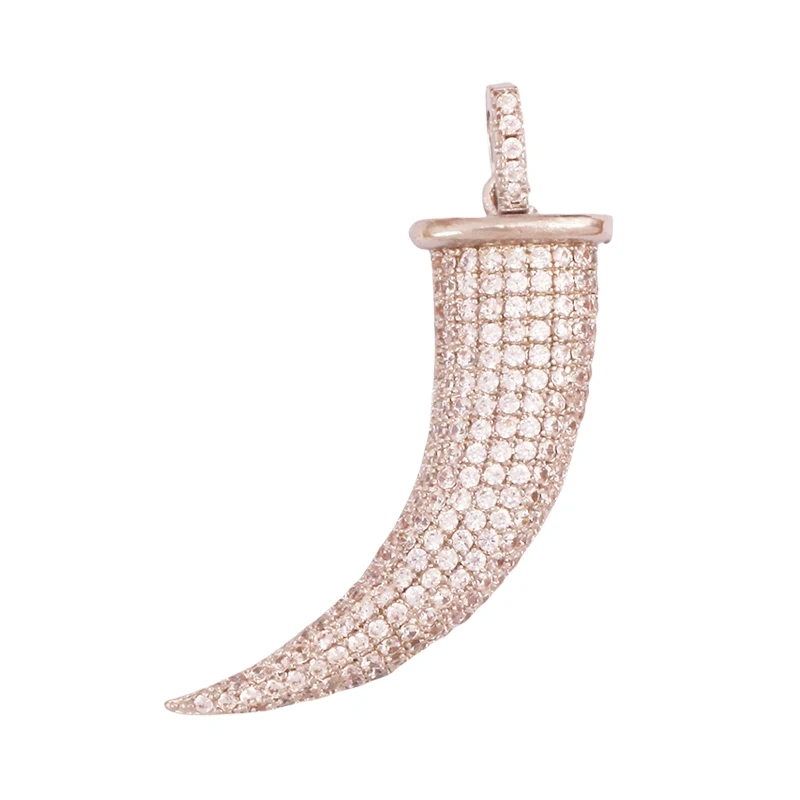 Unique Real 18k Gold Plated Tusk Bull OX Horn Moon Charm Pendant,Trendy Crescent Jewelry Necklace DIY Accessories Supplies K71