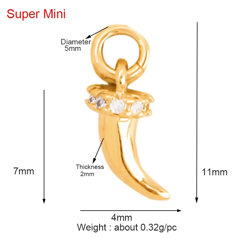 Unique Real 18k Gold Plated Tusk Bull OX Horn Moon Charm Pendant,Trendy Crescent Jewelry Necklace DIY Accessories Supplies K71