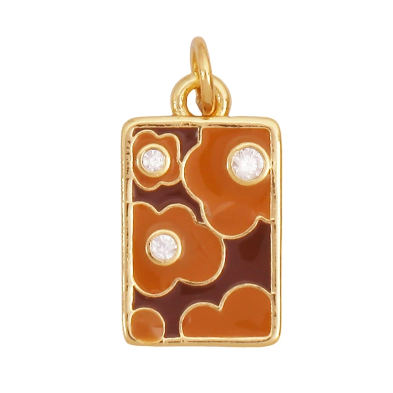 Sweet Rainbow Sun Rose Flower Four Leaf Clover Charm Pendant,Real 18k Gold Shell Zircon Jewelry Findings Necklace Supplies K98