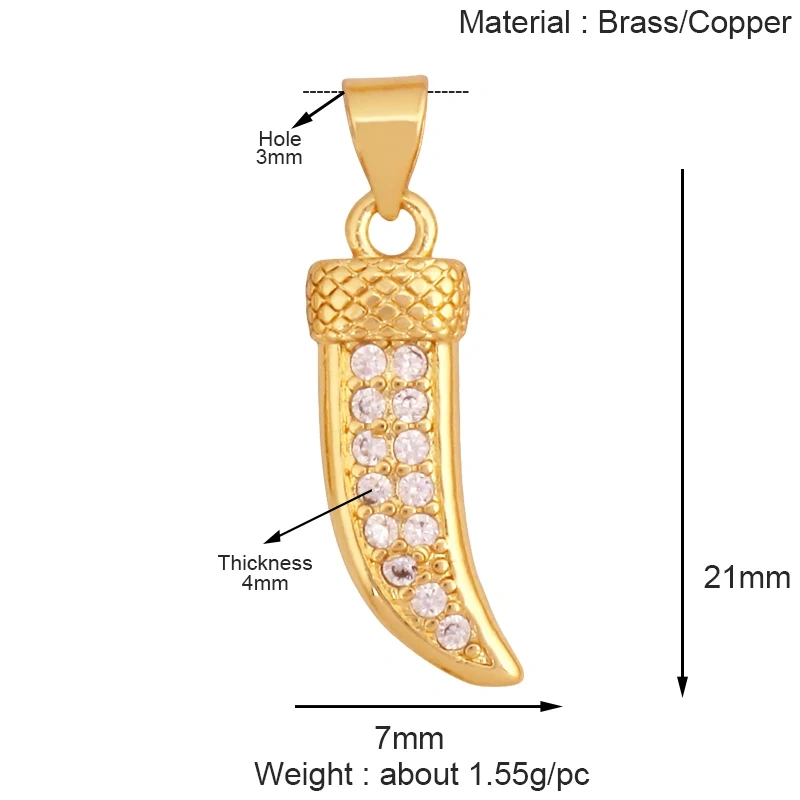 Unique Real 18k Gold Plated Tusk Bull OX Horn Moon Charm Pendant,Trendy Crescent Jewelry Necklace DIY Accessories Supplies K71