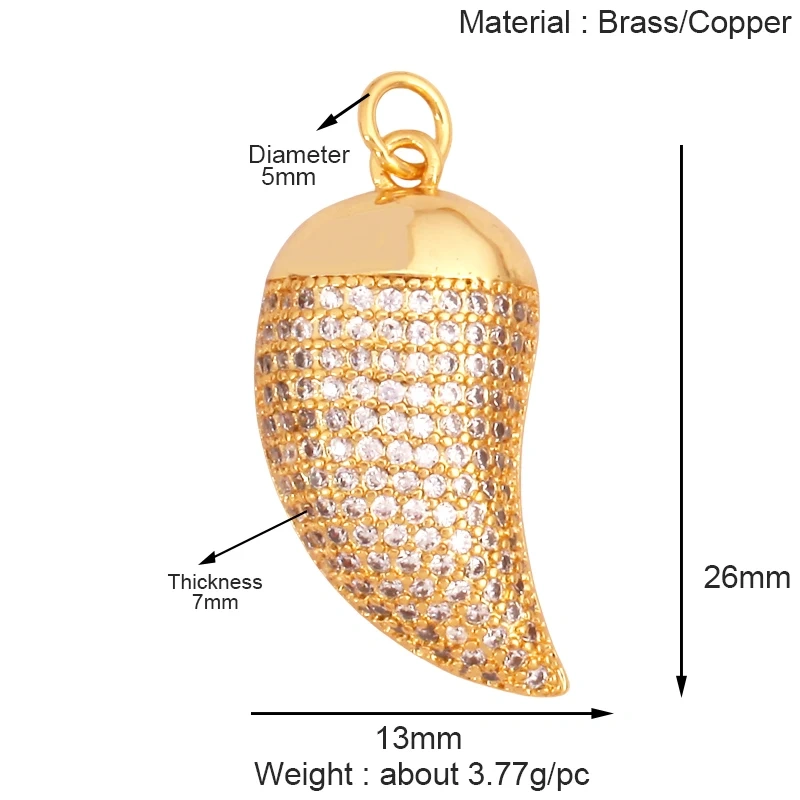 Unique Real 18k Gold Plated Tusk Bull OX Horn Moon Charm Pendant,Trendy Crescent Jewelry Necklace DIY Accessories Supplies K71