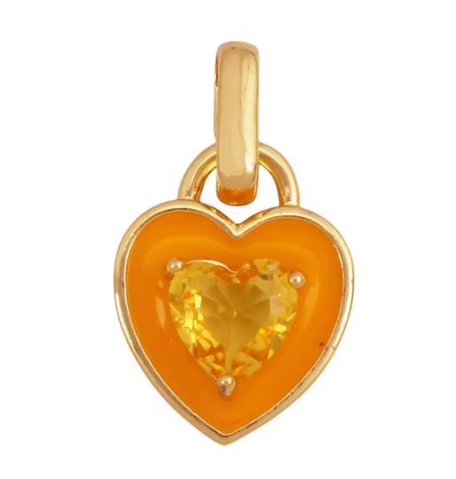 Fashion Colourful Heart Shape Charm Pendant,Classics Love Heart Cubic Zirconia Real 18K Gold Plated Craft Jewelry Supplies K66