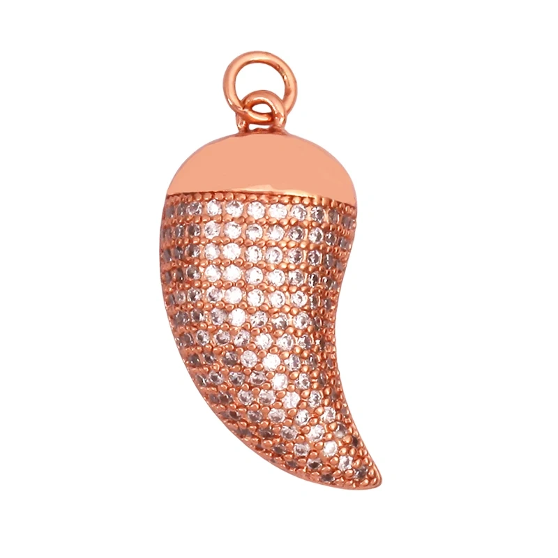 Unique Real 18k Gold Plated Tusk Bull OX Horn Moon Charm Pendant,Trendy Crescent Jewelry Necklace DIY Accessories Supplies K71