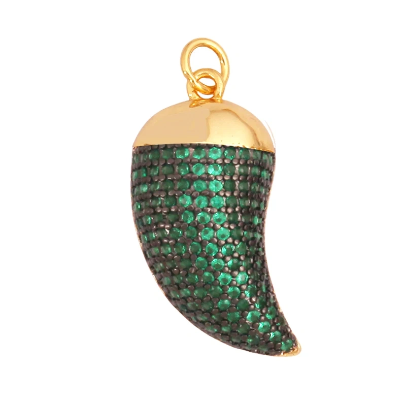 Unique Real 18k Gold Plated Tusk Bull OX Horn Moon Charm Pendant,Trendy Crescent Jewelry Necklace DIY Accessories Supplies K71