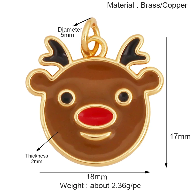 Hallowmas Christmas Present Snowflake Deer Charm Pendant,Real 18K Gold Plated  Necklace Bracelet Earring Jewelry Supplies K97