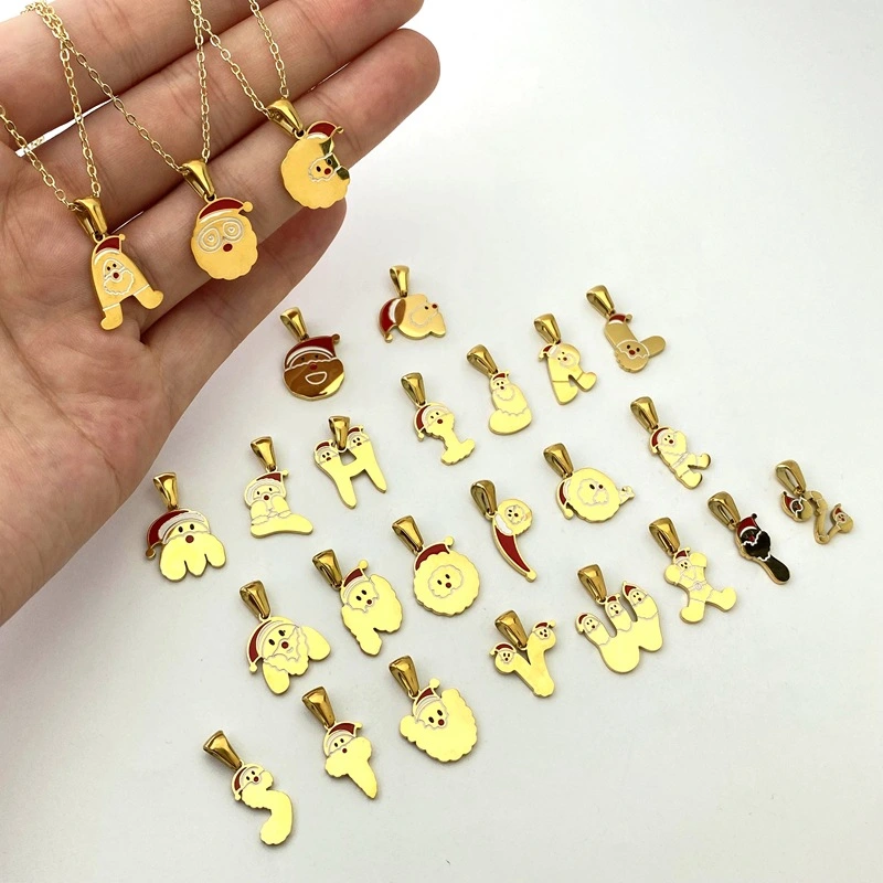 316 Stainless Steel Initial Letter Alphabet Name Christmas Charm Pendant, DIY Handmade Jewlery Findings Accessories Supply K37