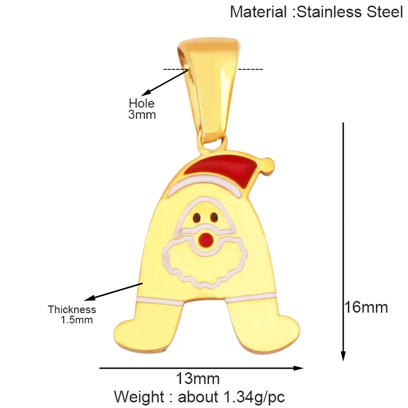 316 Stainless Steel Initial Letter Alphabet Name Christmas Charm Pendant, DIY Handmade Jewlery Findings Accessories Supply K37