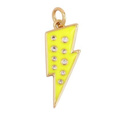 Flashing Bolt  Enamel Charm Neon Pink Orange Turquoise Red Pendant Oil Dropped,Real Gold Plated,Necklace Bracelet Pendant M97