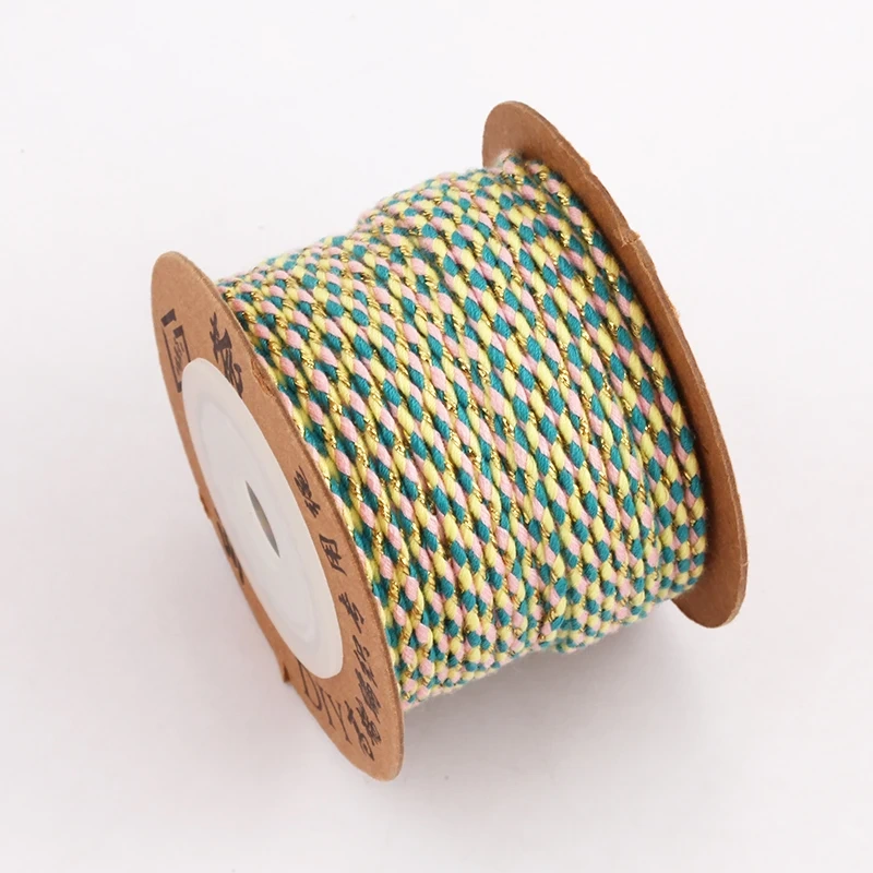 Trendy Colourful Golden Silk Thread 2mm 10 Meters Roll for Jewelry Design,Friendship Necklace Bracelet DIY Hand Making Supplies